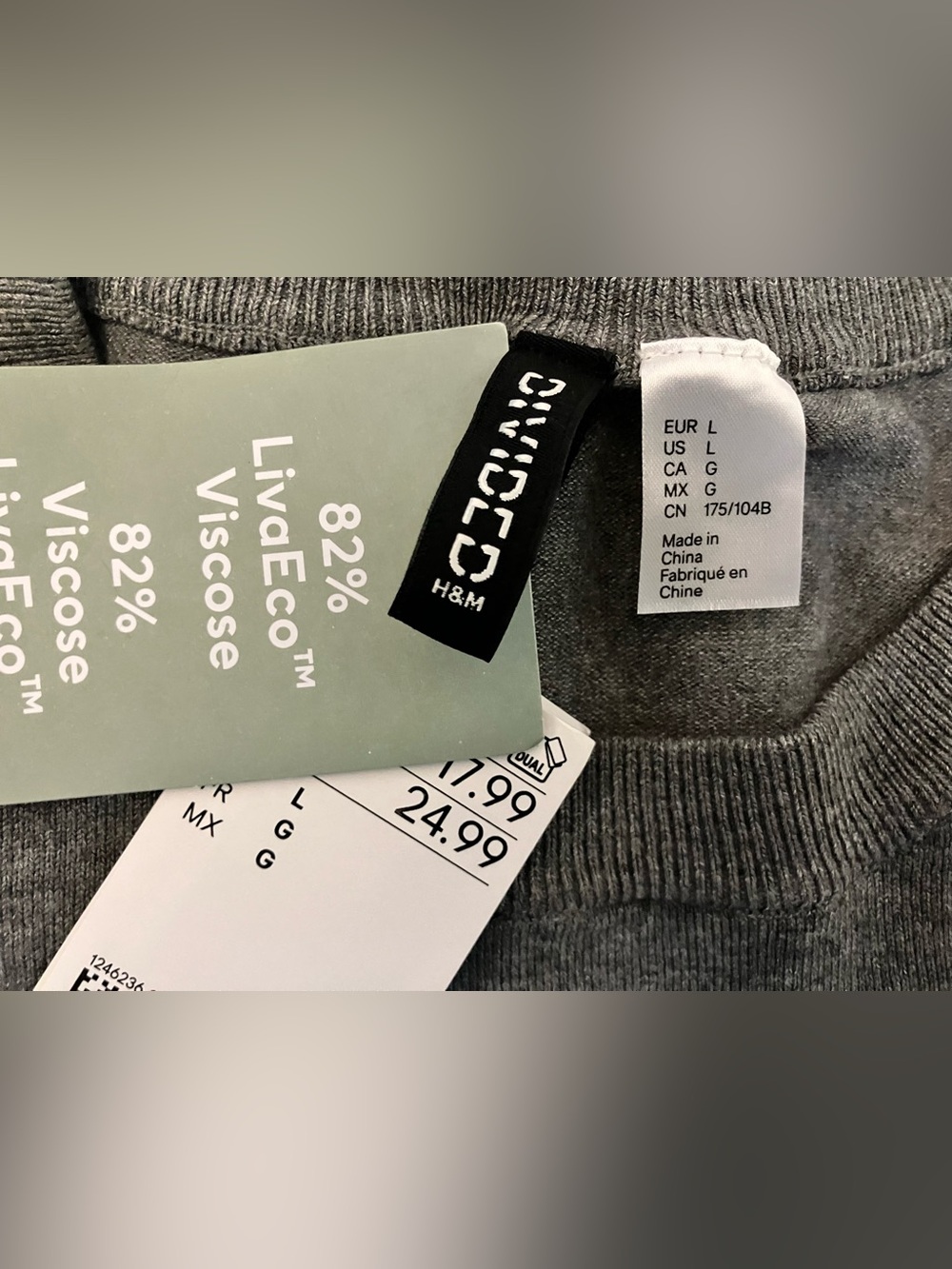 H&M Divided Heather Grey Crewneck Lightweight Knit Sweater Large - Picture 3 of 3